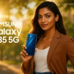 Girl holding Samsung Galaxy M35 5G