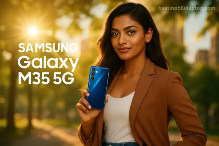 Girl holding Samsung Galaxy M35 5G