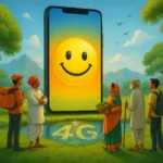Happy users are expecting a 4G android phone under 5000 in a vibrant outdoor setting