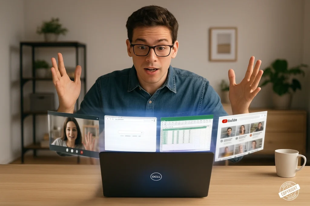 Best Laptops for College Students in 2025 College student using a laptop during an online class, showcasing the best laptops for college students with multitasking features