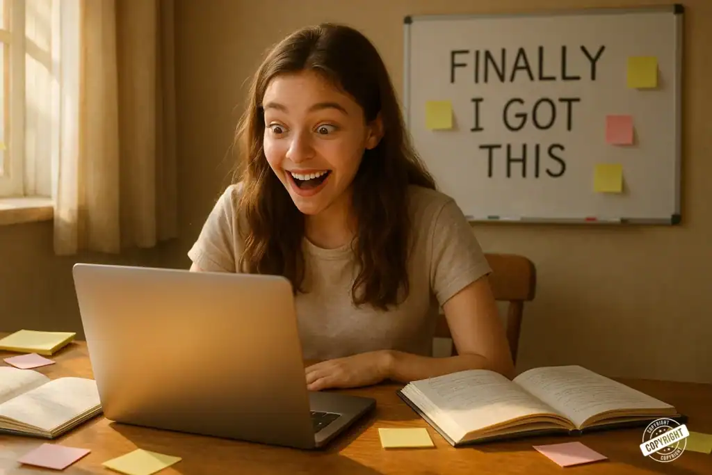 Best Laptops Within 40000 Young woman looking excited at her laptop screen while researching the best laptops within 40000