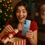Finest 5G phone under 12000 - Woman unboxing Infinix phone during Christmas