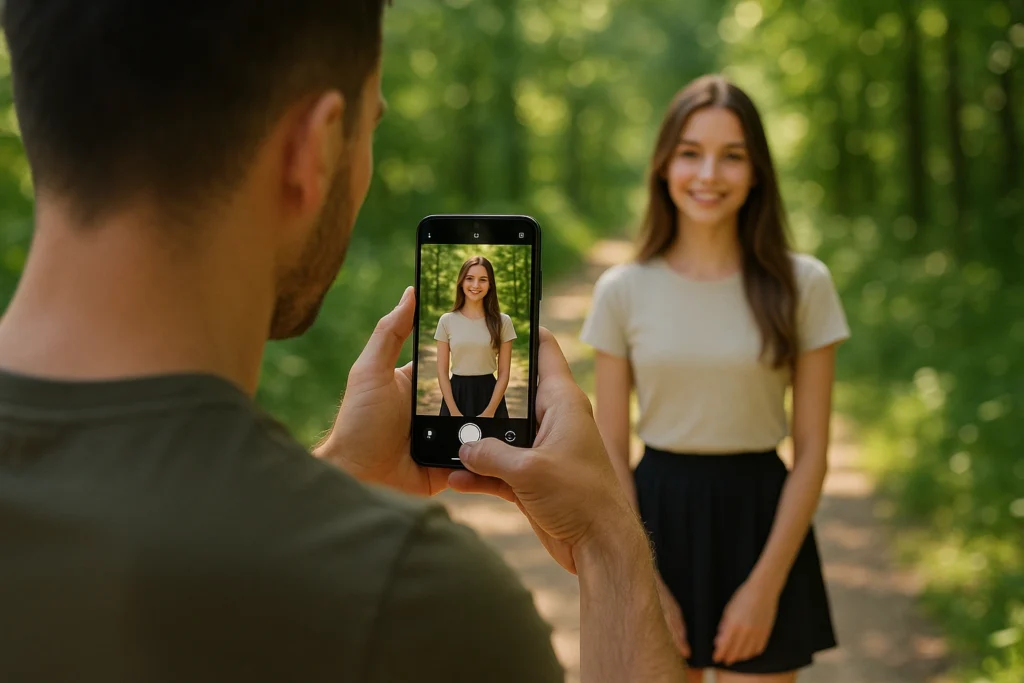 Best 5G Phone Under 12000 – Infinix Hot 60 5G Lifestyle Image A young couple capturing a moment with the phone under 12000, perfect for photography and social sharing.
