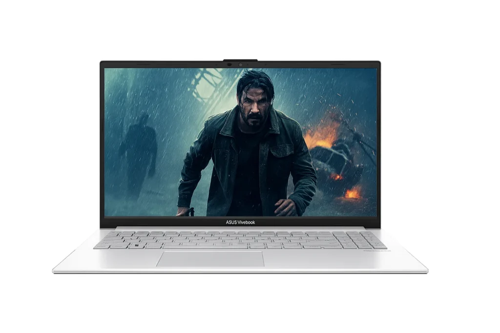 An Asus Laptop Under 40000, a laptop with a vibrant screen displaying hollywood movie scene