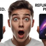 a boy is having different mobiles in both hand - new phone vs refurbished phones