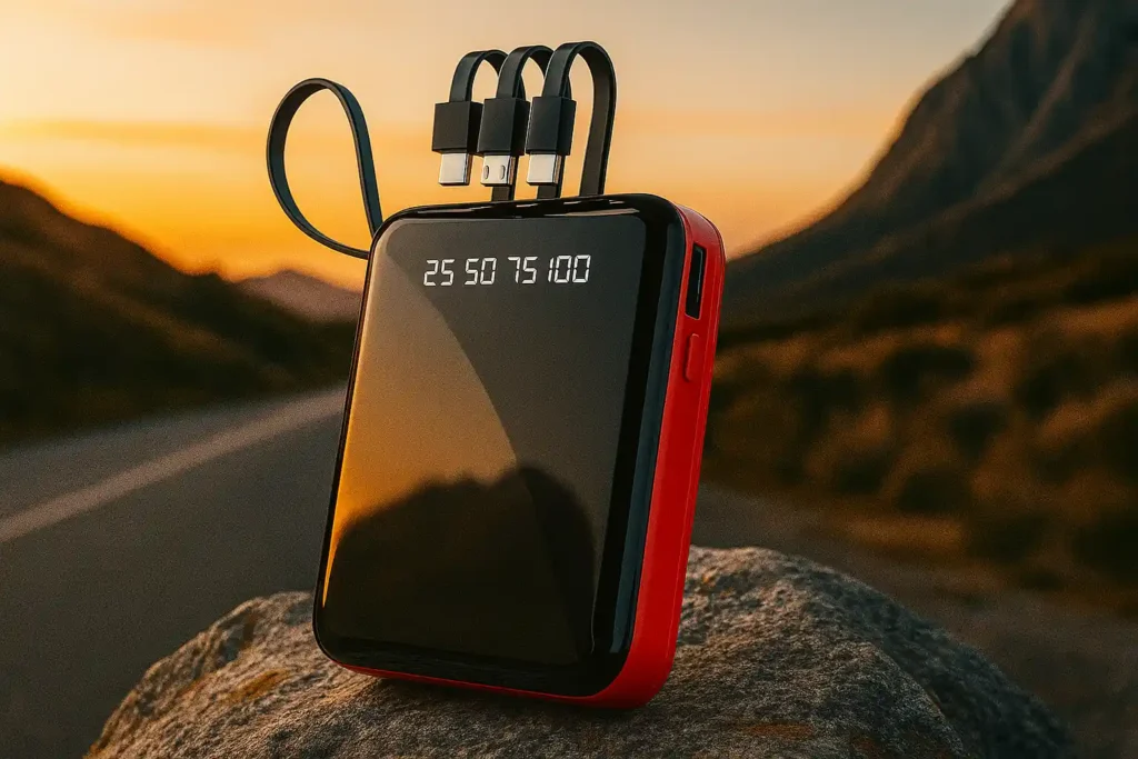 Superior advertising visual of CALLMATE DX Powerbank on a solid rock