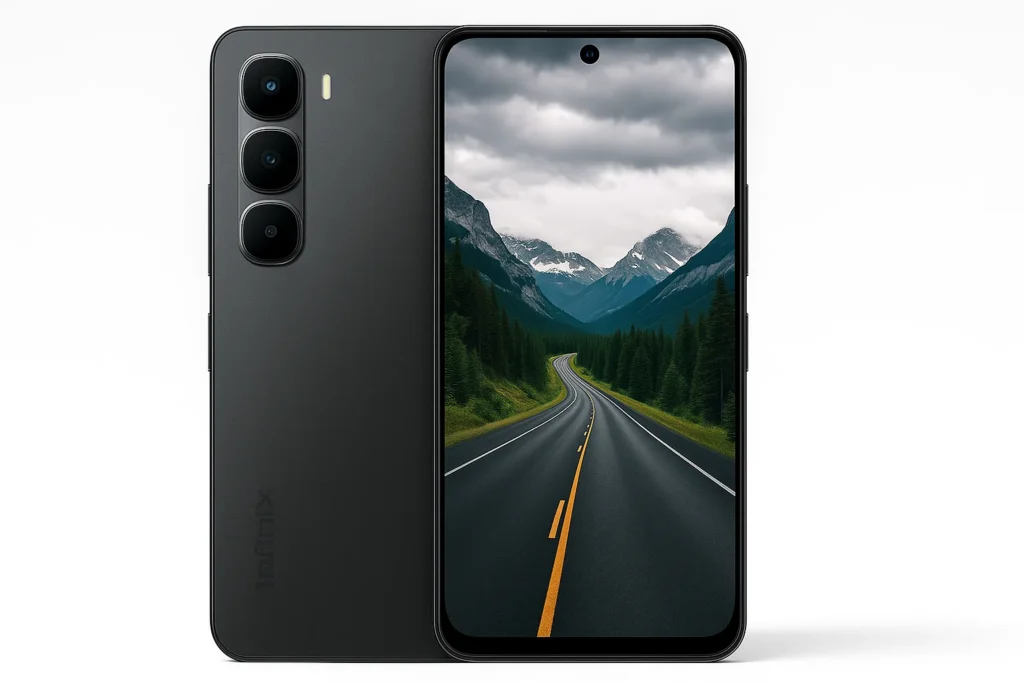 Infinix Hot 60 5G smartphone with triple rear camera and full-screen display