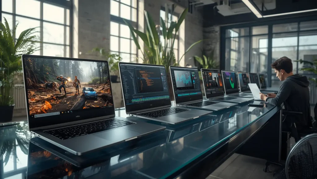 Best Laptop Under 70000 – Ideal for Gaming, Coding & Editing A lineup of powerful laptops with coding, gaming, and editing tasks, representing top choices for best laptop under 70000.