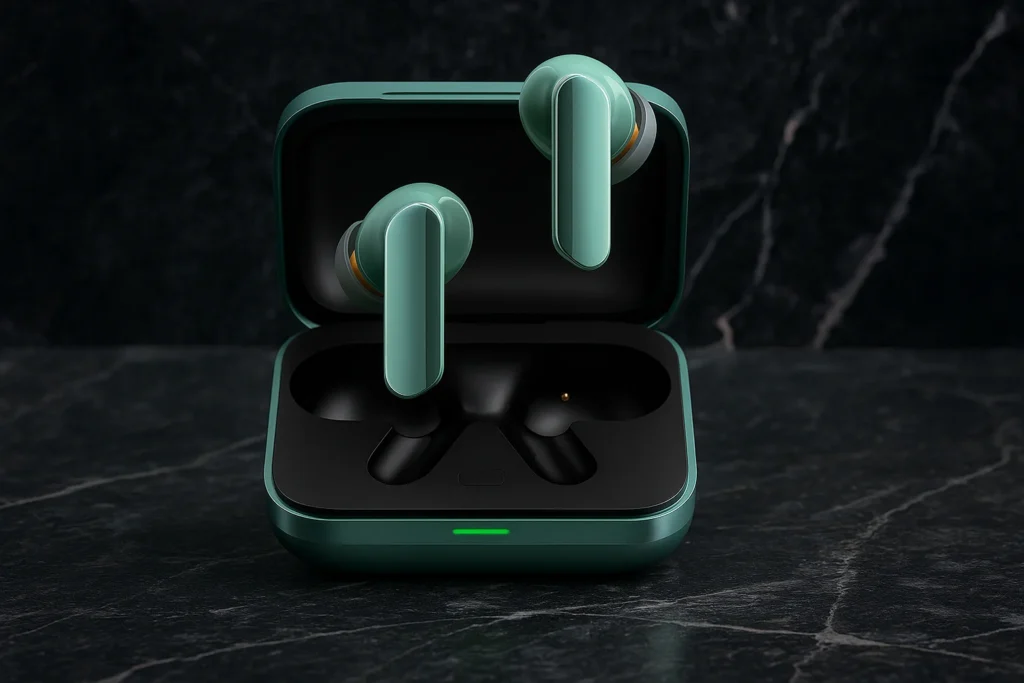 Realme buds - Green earbuds in charging case