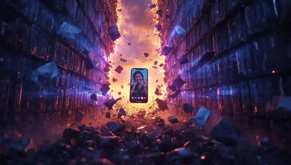 Refurbished phones - glowing with vibrant lights, symbolizing powerful performance and renewed life