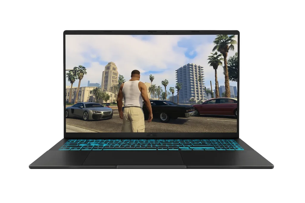 GTA 5 gameplay displaying on ASUS Gaming V16