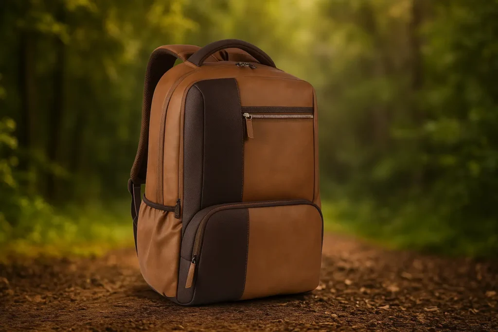 Superior brown leather laptop bag - Gear Vintage Laptop Backpack in a jungle display