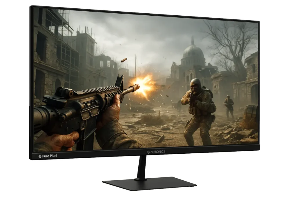 hyper realistic gameplay scene on a best zebronics monitor