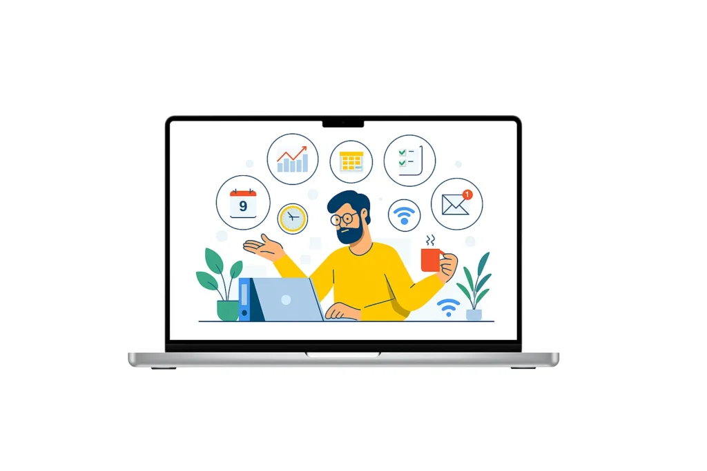 heavy multitasking laptop apple displaying multitasking capability of apple MacBook pro M5 chip laptop