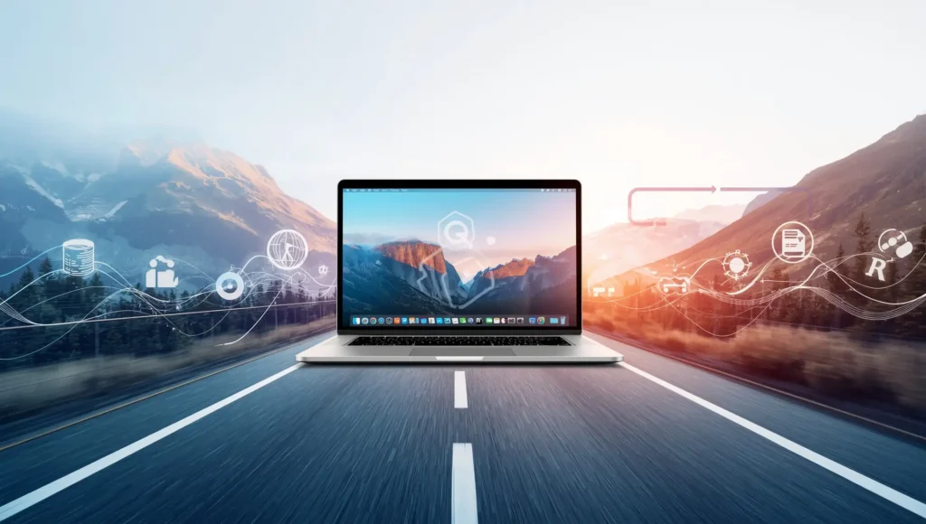 featuring in an abstract nature view - multitasking laptop for students and budget users