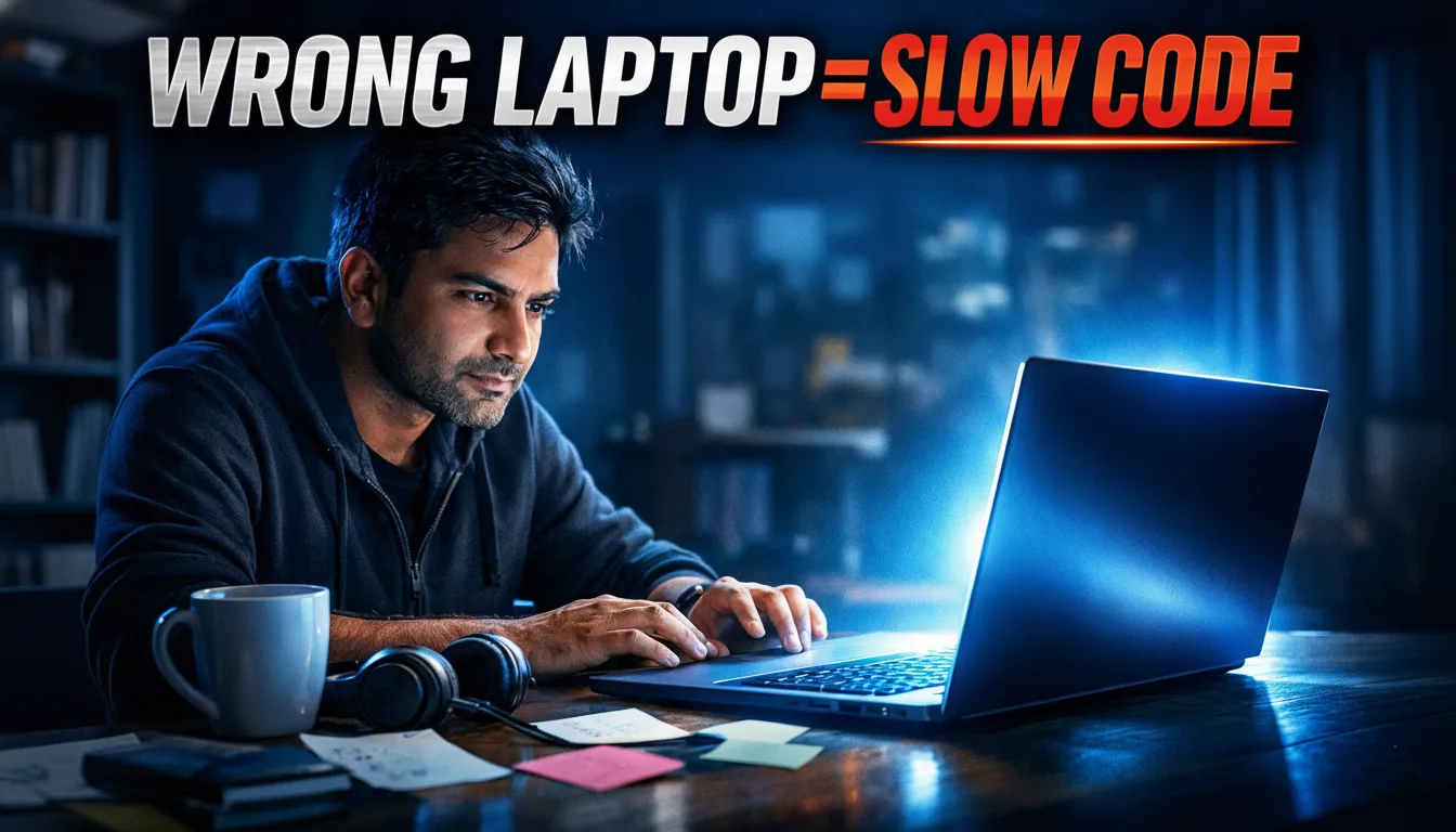 thumbnail of best laptop for coding blog - displaying a person is doing code on his laptop