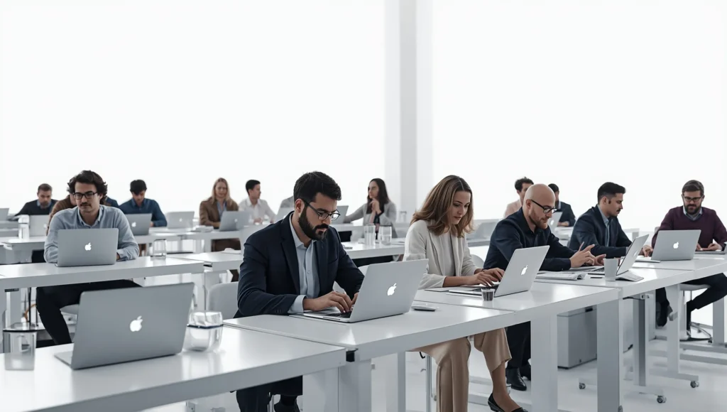professional using macbook laptop displaying the professionals using macbook laptop