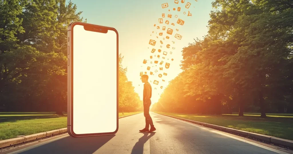 screentime vs nature displaying a man mobile screentime vs nature