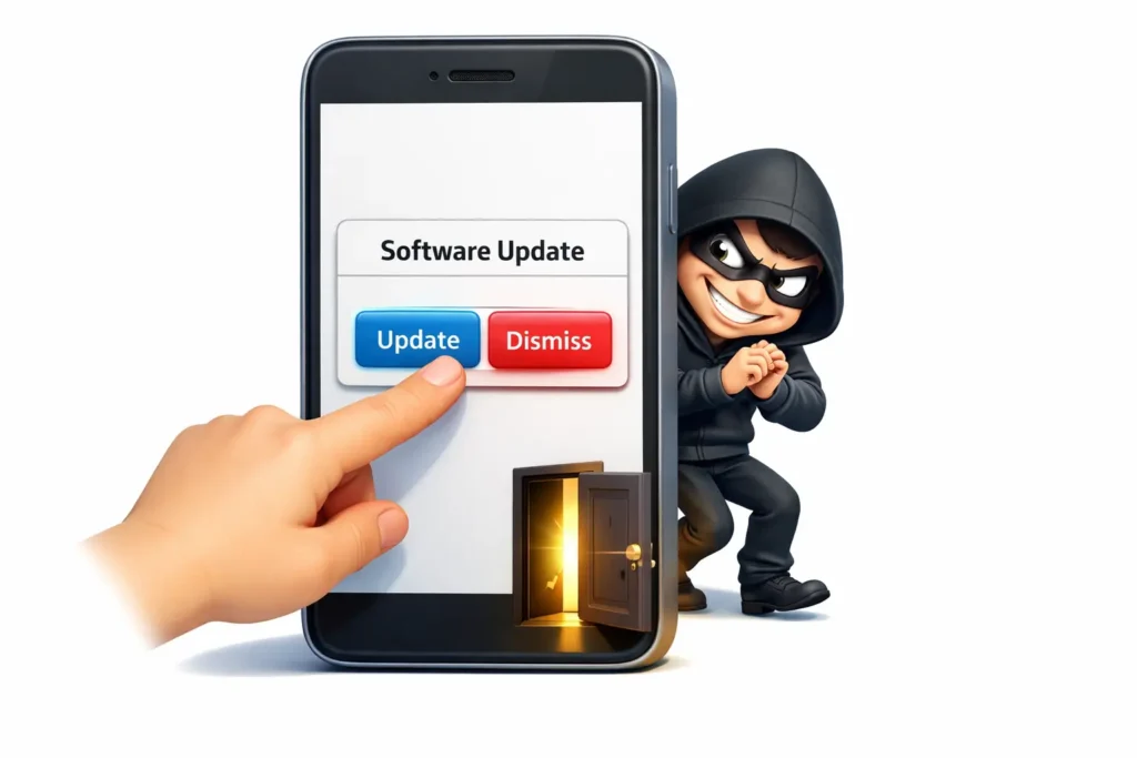 Tapping dismiss on security updates opens your phone like an unlocked door for hackers