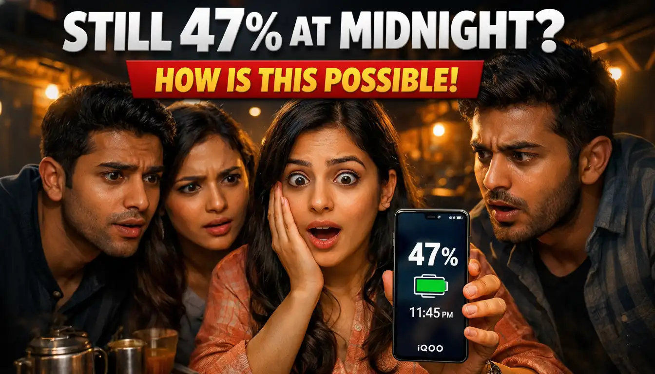 iQOO Z11x Launched in India: The Battery King Under Rs 20000 3 iQOO Z11x showing 47% battery at 11:45 PM shocking friends at a late night chai stall