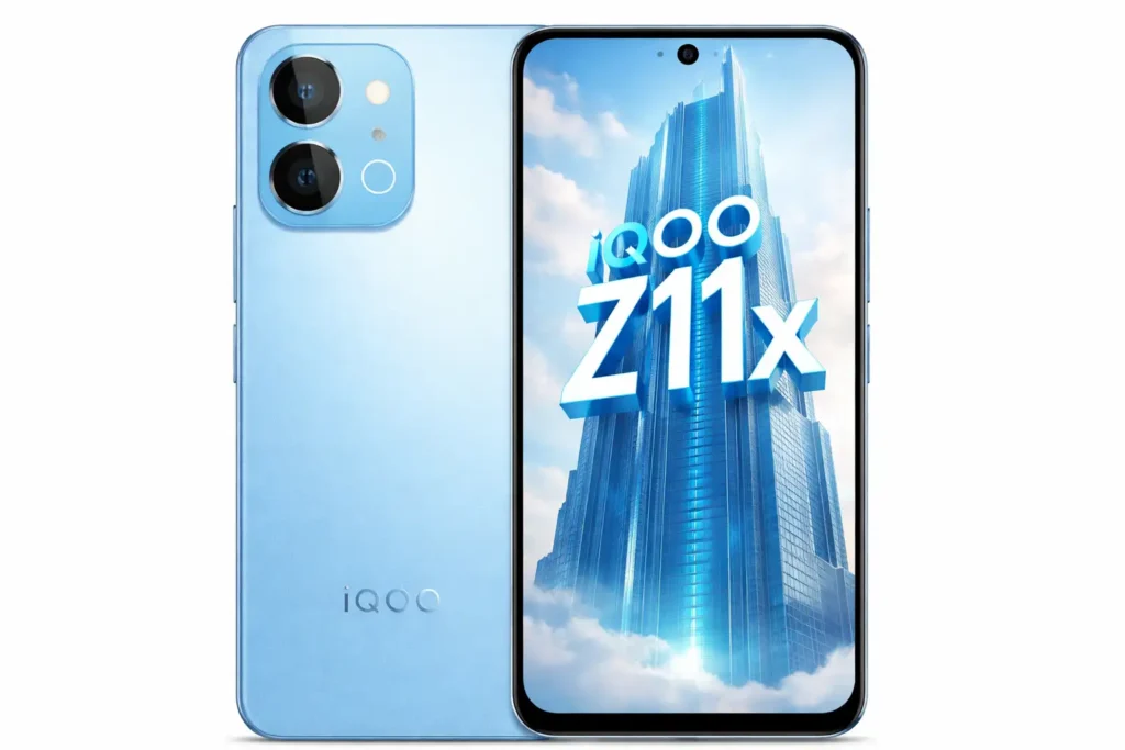 iQOO Z11x Launched in India: The Battery King Under Rs 20000 5 iQOO Z11x blue colour front and back design with dual camera setup